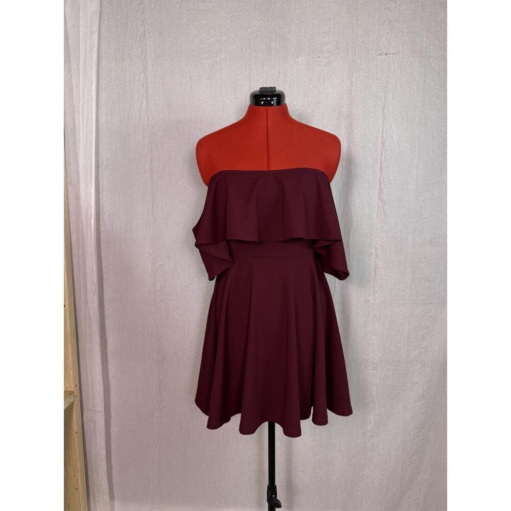 Windsor Womens Wrap Dress Burgundy Size Small Off Shoulder Stretch Formal D912
